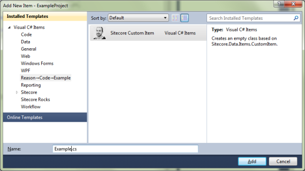Visual Studio "Add new item"-dialog